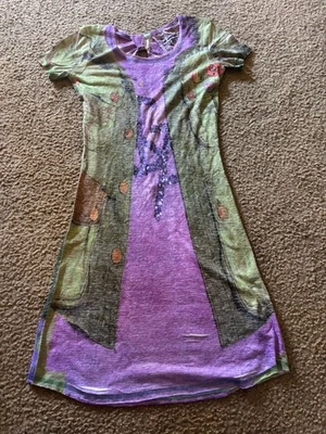 Vintage Christian Audigier Mini Dress Low Back Graphic Y2K Size Small - image 1 of 4