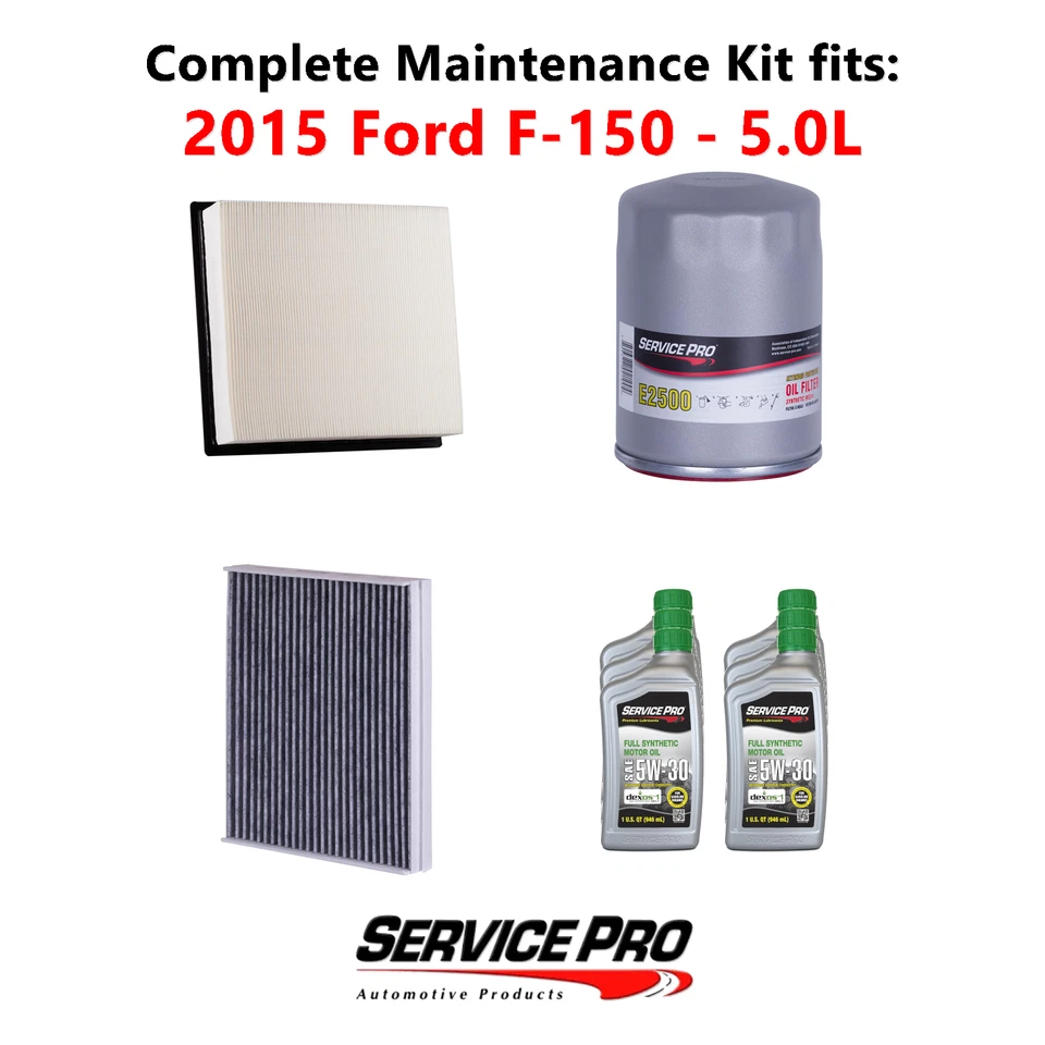 2015 Ford F-150 5.0L Complete Oil, Air & Cabin Filter Kit (5W-30) Foto 1 de 4