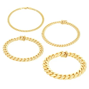 10K Yellow Gold Solid 2.7mm-10mm Miami Cuban Link Chain Bracelet Men Women 7"-9" - Picture 1 of 72