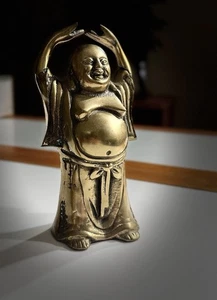 Massive Messing Happy Buddha Statue 6 "hoch x 3,5" - Bild 1 von 10