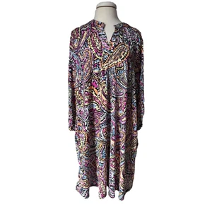 Lizzy Women's 3X Colorful Dress Paisley 3/4 Sleeve Rainbow Cottagecore Festival - Picture 1 of 8
