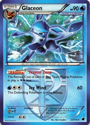 Glaceon (Team Plasma) 23/116 Plasma Freeze Rare - LP - Image 1 of 2
