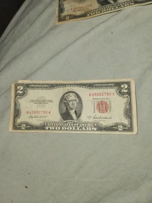 Rare 1953 Red Seal $2 dollar bill A series A45882790A - Image 1 of 2