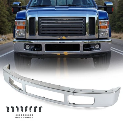 Front Bumper For 2008-2010 Ford F-250 Super Duty F-350 Super Duty Chrome Steel - Image 1 of 4