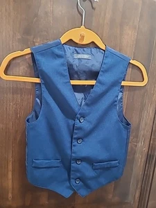 Van Heusen Blue Vest 4 Button Front Boys Shirt Size 8 - Picture 1 of 6