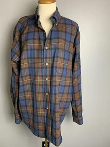 Pendleton Fireside Shirt Mens Size Large Blue Red Plaid Virgin Wool READ - Picture 1 of 10