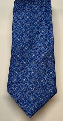 Corbata Jos A Bank Reserve Azul Estampado Medallón Floral 100% Seda Nueva Foto 1 de 4
