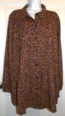 Túnica con dobladillo ancho súper linda marrón/dorado LOGO DE LORI GOLDSTEIN LS - XL Foto 1 de 2