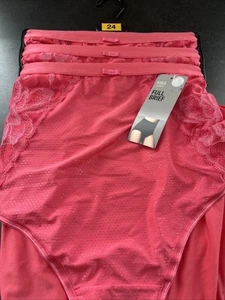 New Ex Store 3 X Wild Bloom Lace High Rise Full Briefs Pink Watermelon Uk 24 - Picture 1 of 11