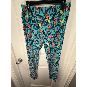 Leggings para mujer LuLaRoe, azul brillante, loros multicolores, talla TC... - Imagen 1 de 5