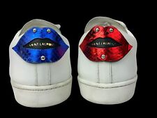 Saint Laurent Court Classic White Leather Lip Sneakers Mens 49 16 US