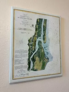 1862 Karte von Saint Augustine Harbor Inlet und Inseln Florida gerahmt - Bild 1 von 5