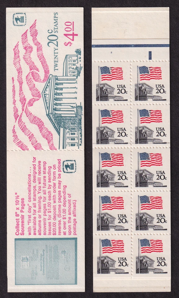 1983 Flag over Supreme Court Sc BK140A 20c MINT BOOKLET plate number 2 - Image 1 of 1