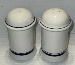 Dansk Blue Christianshavn Salt Pepper shakers set white ceramic Portugal - Picture 1 of 5