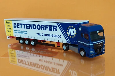 Herpa 315920 MAN TGX GX Gardinenplanen-SZ 15m Dettendorfer 1:87 NEU Modell-LKW - Bild 1 von 2