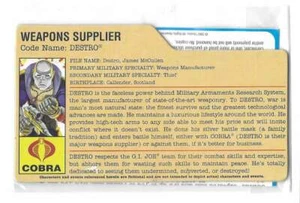2008 Cobra Destro v.17 FILE CARD moderno sigillato con doc offerta 25° GI Joe JTC - Foto 1 di 2