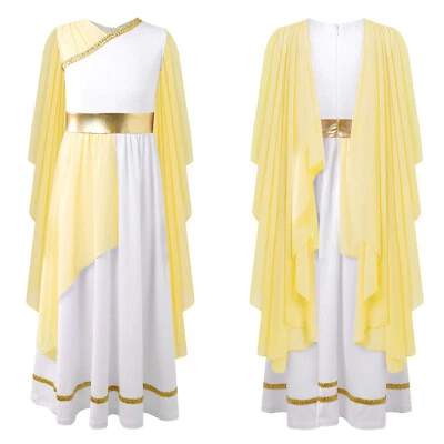 Girls Toga Ancient Greece Costume Princess Roman Cosplay Fancy Dress Carnival - Image 1 of 4