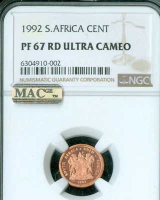 1992 SOUTH AFRICA CENT NGC PF67 RD UCAM   MAC SPOTLESS . - Image 1 of 2