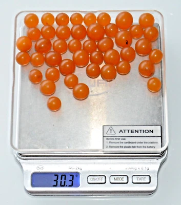 ✅ 30gr RUSSIAN SOVIET BALTIC SEA AMBER BOLLS NECKLACE 老琥珀 BEADS STONE ROCK PIN ☭ - Image 1 of 4