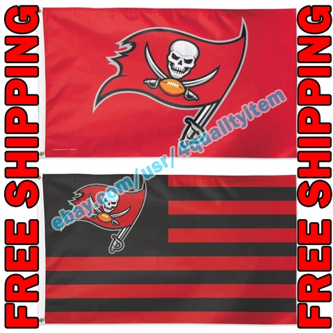 Deluxe Tampa Bay Buccaneers Logo USA Stars Stripes Flag Banner 3x5 ft NFL 2021 Cover