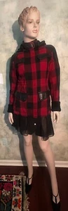 Matchless Women's Red Plaid Wool and Lambswool Jacket Coat Sz. 38 - Picture 1 of 18