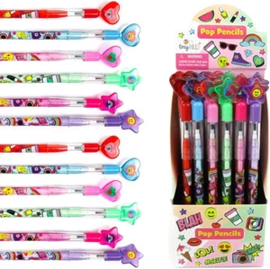 24 Pcs Fashion Emoji Multi Point Stackable Pencilwith Eraser for Tween Birthday - Picture 1 of 12