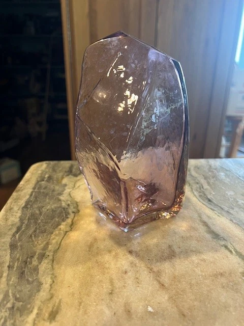 Florero transparente de vidrio soplado a mano decorativo de poliedro amatista 6,5" Foto 1 de 4