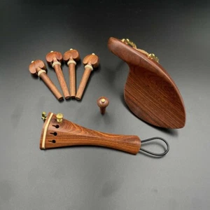 1 set accessori per violino palissandro parti,4/4 accessori per violino picchetti coda mentoniera - Foto 1 di 4