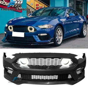 For 18-23 Ford Mustang 2021 Mach-1 Style Front Bumper Cover with Lip LED Grille - Picture 1 of 8