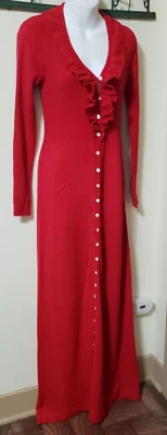 Maxi vestido suéter rojo internacional vintage Foto 1 de 4
