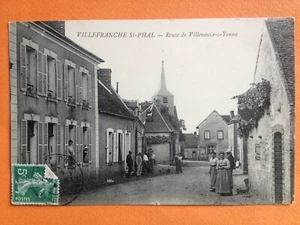 Postkarte 1900 VILLEFRANCHE SAINT PHAL Yonne ROUTE de VILLENEUVE Animiert - Bild 1 von 2