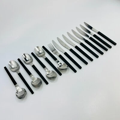 Ikea OSTRON 16 Besteck Teile je 8 Messer 1 Gabel 7 Löffel Kunststoff Edelstahl - Bild 1 von 4