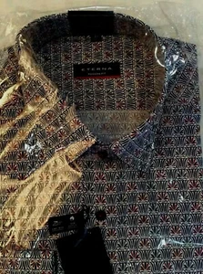 Eterna Mens Patterned Easy Iron Modern Fit Shirt Size 38 15" RRP £59.99 - Picture 1 of 4