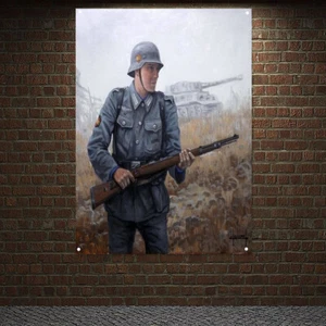 WW II GER Armored Infantry War Art Banner Flag Military Poster Wall Painting - Picture 1 of 5