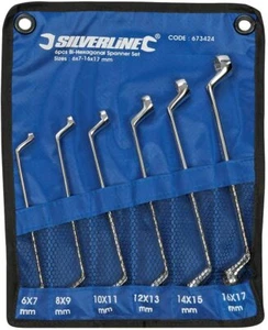 Silverline Deep Offset Chrome Plated Ring Spanners Set 6pce 6 -17mm in Pouch - Picture 1 of 3