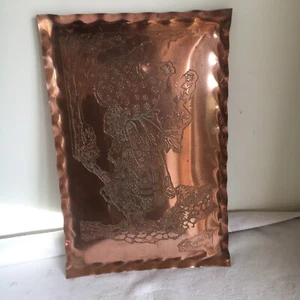 Large Vintage Copper Wall Plaque Marked With Engraved Design Kempster 74 - Picture 1 of 5