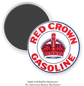 Red Crown Benzin Retro 2,25" magnetische Rückseite Knopf Abzeichen - Bild 1 von 1