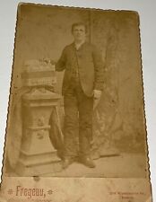 Rare Antique Victorian American Musician, Accordion! Boston, MA Cabinet Photo!