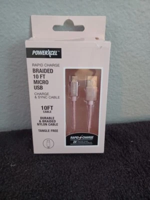 PowerXcel Rapid Charge Braided 10 FT Micro USB Charge Cable - Image 1 of 3