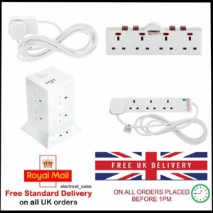 EXTENSION LEAD SOCKET CABLE 1 TO 6 GANG UK MAINS PLUG USB PORT MULTI LISTING - Picture 1 of 27