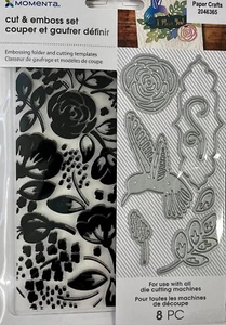 Momenta Hummingbird Flower Flourish Frame Dies and Floral Embossing Folder -8 Pc - Picture 1 of 1