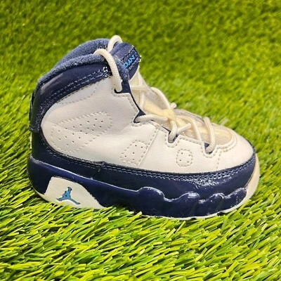 Nike Air Jordan 9 Retro Toddler Size 5C White Blue Athletic Shoes Sneakers - Image 1 of 4