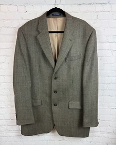 CHAPS black white check houndstooth 100% lambs wool mens suit jacket size 44XL - Picture 1 of 13
