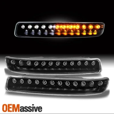 Fit 1999-2006 GMC Sierra Yukon Black LED Bumper Signal Lights Parking 2000 2001 - Image 1 of 4