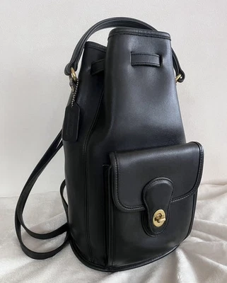 VGUC Vintage COACH Black Leather Sling Daypack Backpack 9992 Made in USA - Image 1 of 4