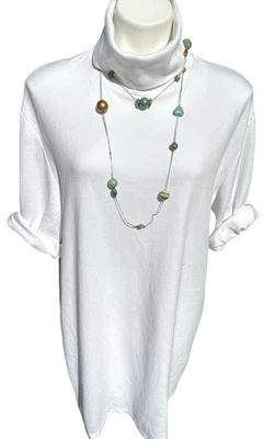 Vestido Blanco Cuello Alto Acogedor Tejido Calce Relajado Elástico L Algodón Zara Foto 1 de 4