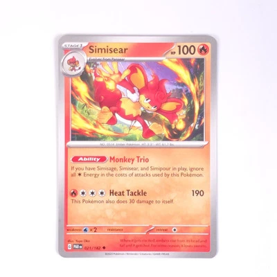 Simisear 021/182 Pokemon SV04: Paradox Rift Uncommon NM - Image 1 of 2