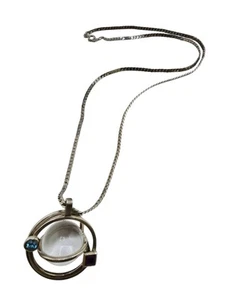 Vintage MCM Sterling & Glass Orb Saturn Pendant Necklace (A8671) - Picture 1 of 9
