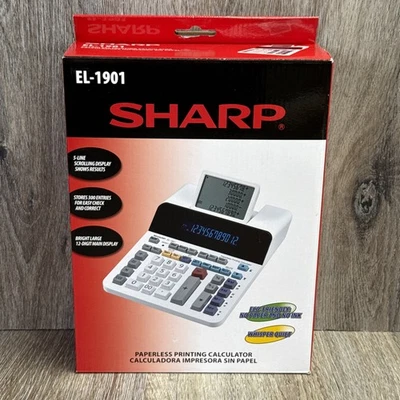 NEW Sharp EL-1901 Paperless Printing Calculator w/Check and Correct 12-Digit LCD - Image 1 of 4