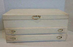 Vintage Lady Buxton Schmuckkästchen Mid Century Modern 4 Etagen Samt Grün Elfenbein 70er - Bild 1 von 13